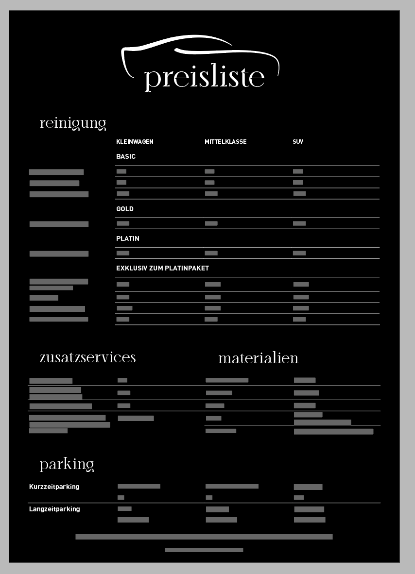 Preisliste Beispiel